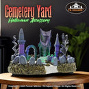 Cemetery Yard Graveyard Grave Theme Spooky Halloween Village Colorful LED Lights 9.25"x 5" x 6.25" by CozyNest Decor