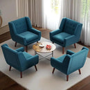 HUIMO Accent Chairs Set of 4, Upholstered Button Tufted Armchair, Linen Fabric Sofa Chairs for Bedroom, Living Room, Mid Century Modern Comfy Reading Chair (Lake Blue) by CozyNest Decor