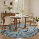 4ft Washable Round Rug - Bug Rugs for Living Room Non-Slip Low Pile Soft Ultra-Thin Machine Washable Circle Carpet for Bedroom, Entryway, Nursery, Kitchen, Home Office (4' Round Blue) by TinyTreasures Baby Boutique