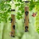 MIXXIDEA 1PK Metal Bird Feeders with 6 Feeding Ports,Tube Bird Feeder with Steel Hanger,Hard Plastic Wild Bird Feeder for Outdoors Hanging, Attracting Birds in Your Lawn, Garden, Balcony–Coffee by CozyNest Decor