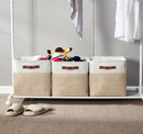DECOMOMO Storage Cubes, 12x12 Storage Bins, Baskets for Shelves (Beige & White, Cube 12" - 4 Pack) by CozyNest Decor