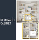 70x78 “ Triple 6 Tier Book Shelf, Industrial Large Bookcase with Storage Cabinet, Tall Bookshelf with 16 Open Display Shelves Metal Frame Furniture for Living Room Bedroom Home Office White by CozyNest Decor