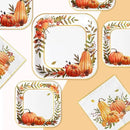 Grencian 200Pcs Fall Plates and Napkins Thanksgiving Plates Pumpkin Flower Wreath Plate Disposable Pumpkin Tableware Fall Party Supplies for Autumn Harvest Thanksgiving Party Decorations, Serves 50 by CozyNest Decor