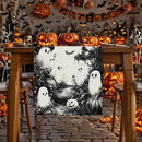 GPGHE Halloween Table Runner Black Ghost Holiday Burlap Table Decoration Indoor Outdoor Home Decor Party Supply 13 x 48 Inch by CozyNest Decor
