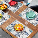 Coastal Beach Placemats Set of 4 Nautical Theme Coral Sea Turtle Navy Blue Place Mat 12x18 Inch Seasonal Summer Ocean Washable Linen Fabric Table Mats for Party Kitchen Dining Decoration by CozyNest Decor