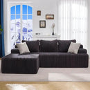 Hobestluk 96“ Modular Sectional Sofa Couches L-Shape Couch 3 Seat Modular Sofa Memory Foam Sectional Couches for Living Room, Cloud Couch with Oversized Chaise (Grey, Stripe (Left Facing Chaise)) by CozyNest Decor