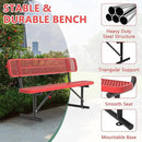 Heavy Duty Park Bench with Back Portable Frame, Outdoor Steel Bench with Backrest, Red Metal Bench Seat Expanded Metal Mesh Bench for Lawn, Park, Deck, Garden, Patio, Porch, Black (Red, 6FT) by GreenHaven Gardens