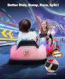 ELEMARA Toddler Bumper Car with Big Wheels, 2.2 Mph, Ride On Toys for Toddlers with DIY Stickers, 12v Electric Bumper Cars for Kids with Bluetooth,LED Light,Music for Indoor Outdoor,Peach Pink by TinyTreasures Baby Boutique