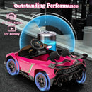 Costzon Pink Lamborghini Ride on Car, 12V Battery Powered 4WD Lambo Kids Car with Remote Control, 3 Speeds, Dual Doors, LED Lights, Horn, Music, Licensed Electric Vehicle for Toddlers Girls Kids Gift by TinyTreasures Baby Boutique
