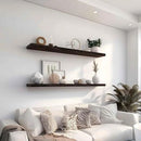 Wood Floating Shelves for Wall Decor, Rustic Wall Shelves for Bedroom Bathroom Kitchen Living Room, Set of 4 Walnut 48 Inch by CozyNest Decor