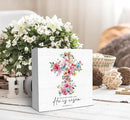 SRADMO He Is Risen Sign, Floral Cross Easter Christian Wood Box Sign Desk Decor, Christian Easter Decorations, Easter Theme Wooden Block Box Decoration for Home Office Shelf Table Decor by CozyNest Decor