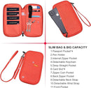 RFID Family Passport Wallet Holder Waterproof, Travel Document Organizer Credit Card Clutch Bag for Men Women (RFID Orange) by TinyTreasures Baby Boutique