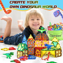 102PCS Dinosaur Toys Magnetic Tiles with 8 Dinosaurs - Jurassic Scenes Dinosaur World Adventure Set, Magnetic Blocks Kids Toys for Boys & Girls Ages 3+, Sensory Toddler Creative Kids Games Gifts by TinyTreasures Baby Boutique