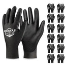 OKIAAS Work Gloves for Men，Ultra Thin and Lightweight Working Gloves with Grip, 12 Pairs Bulk Pack Construction Gloves with Polyurethane Coating for Light Duty Work (Black, XX-Large) by GreenHaven Gardens