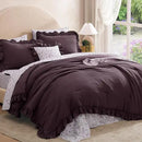 Queen Comforter Set - 7 Pieces Ruffle Purple Bedding Sets, Shabby Chic Farmhouse Bed in a Bag Queen with Ruffle Comforter, Floral Sheets, Pillowcases & Shams by CozyNest Decor