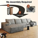 136" Sectional Couches for Living Room Modern Modular Sofa with L-Shape Couchs Upholstered Boneless Couch Deep Seat Sectional Couch with Chaise (Grey, Left Facing Chaise+3Seaters) by CozyNest Decor
