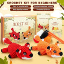 Crochet Kit for Beginners - 2 PCS Fox Crochet Kits with Step-by-Step Video Tutorials, Beginner Crochet Kit for Adults, Crochet Animal Kit for Kids, Crochet Fox Set (Orange & Red) by TinyTreasures Baby Boutique