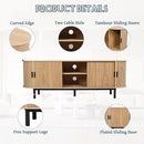 62" Tambour Door TV Stand,Wood Mid Century Modern TV Cabinet for Up to 75“ TV,Curved Edge Long TV Stand with Storage for Bedroom Living Room (Natural, 62.2inch) by CozyNest Decor