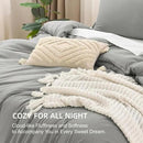Litanika Comforters Medium Gray Queen Size, 3 Pieces Lightweight Solid Bedding Set & Collections, All Season Fluffy Bed Set (90x90In Comforter & 2 Pillowcases) by CozyNest Decor
