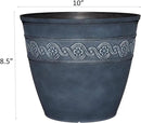 Classic Home and Garden Corinthian Resin Flower Pot Planter, Storm Blue, 10" by GreenHaven Gardens