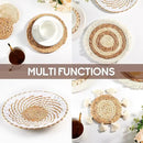 7 Pack Boho Wall Basket Decor - Seagrass Rattan Wicker Wall Decor Round Handmade Hanging Rustic Flat Elegant Wall Art for Farmhouse Living Rooms Bedrooms Display Table Settings Kitchen Home by CozyNest Decor