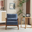 Karl home Accent Chair Wide Armrest Mid-Century Lounge Chair Chenille Armchair with Lumbar Pillow & Solid Wood Frame for Living Room, Bedroom, Balcony, Dusty-Blue by CozyNest Decor