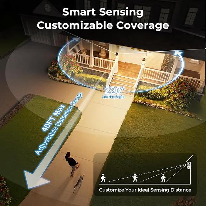 VIANIS Large Adjustable Sensitivity Motion Sensor Exterior Porch Lights, White Dusk to Dawn Outdoor Lighting, Anti-Rust Waterproof Front Porch Light for Garage, Front Door, photo 3 of 9