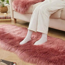 AMTOVO Faux Sheepskin Rug, Blush Pink Ultra Soft Fluffy Shag Area Rug, 2 x 6 ft Faux Fur Rug for Bedroom Sofa Throw Cushion Room Decor, Sheepskin by CozyNest Decor
