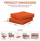 Patio Chair Cushions 17 X 16 X 3 Inch Waterproof Outdoor Seat Cushions for Patio Furniture, Outdoor Sofa Couch Pads with Ties & Handle, Set of 2, Orange by GreenHaven Gardens