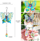 Set 2 Metal Butterfly Suncatchers for Windows - 14" Outdoor Fence Wall Art Decor, Rainbow Prisms Sun Catchers with Crystals Hanging for Home Garden Ornament by GreenHaven Gardens