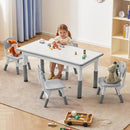 Kids Study Table and Chairs Set, Height Adjustable Toddler Table and Chair Set for Kids Ages 3-8, Graffiti Desktop (Grey) by CozyNest Decor
