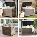 178 Gallon Outdoor Storage Box, Patio Deck Box with 2 Wheels, Handle Large Portable Wicker Rattan Deck Box for Patio Furniture Cushions, Throw Pillows, Garden Tools and Pool Floats (Gray) by CozyNest Decor
