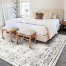 Washable Area Rug 8'x10' Floral Blue Boho Design Non-Shedding Non-Slip Easy Care Ideal for High Traffic Areas in Living Room Bedroom Office Coffee Table Kitchen Large Carpet by TinyTreasures Baby Boutique