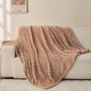 NEWCOSPLAY Super Soft Twin Blanket Taupe Premium Silky Flannel Fleece 3D Ribbed Jacquard Lightweight Bed Blanket All Season Use (Taupe Ribbed, Twin(60"x80")) by CozyNest Decor
