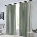 Macochico Extra Wide 100% Blackout Linen Curtains for Sliding Door Pleated Curtains with Hooks Insulated Soft Linen Drapes for Bedroom Living Room with Tieback Fog Green 100”Wx84”L 1 Panel by CozyNest Decor