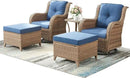 Outdoor Wicker Patio Furniture Set - 5 Pieces Rattan Patio Conversation Set with 2 Rocking Swivel Chairs,2 Ottomans and 1 Side Table for Porch Deck Backyard Garden(Yellow/Blue) by GreenHaven Gardens