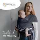Boba Baby Wrap Carrier – Original Baby Sling Carrier for Newborns (7–35 lbs), Soft, Secure, Hands-Free & Ergonomic, Ideal for Comfortable Bonding, New Parents (Serenity Charcoal) by TinyTreasures Baby Boutique