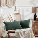 Fancy Homi Set of 2 Dark Green Long Lumbar Decorative Throw Pillow Covers 16x24 Inch for Living Room Couch Bed, Boho Farmhouse Forest Green Home Decor, Soft Corduroy Corss Textured Cushion Case by CozyNest Decor