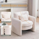 Chenille Accent Armchair Oversize Upholstered Barrel Comfy Modern Round Lounge Sofa Chair with Pillow Cozy Reading Chairs for Apartment,Office,Living Room,Dining,Makeup,Club,Beige by CozyNest Decor
