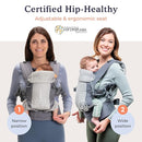 Beco Gemini Baby Carrier from Newborn to Toddler - Certified Ergonomic Newborn Baby Carrier for Infants and Children of 7-35 lbs - M Shape, Adjustable Seat, Breathable 3D Mesh (Cool Dark Grey) by TinyTreasures Baby Boutique