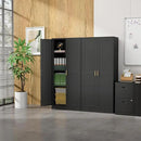 Kitchen Cabinet Storage,60”Metal Pantry Cabinet with Doors and 3 Adjustable Shelves,Food Pantry Cabinets with 2 Gold Handles,Black Tall Storage Cabinet for Livingroom,Pantry,Bathroom,Kitchen by CozyNest Decor