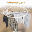 4-Legged Clothes Drying Rack Foldable,2 Tier Portable and Collapsible Space Saving Laundry Drying Rack with 4 Pulleys,Aluminum Dry Rack for Clothes by CozyNest Decor