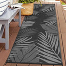 GENIMO Outdoor Rug 2.5' x 8' Waterproof for Patios Clearance, Reversible Outdoor Plastic Straw Camping Rug Carpet, Large Area Rugs Mats for RV, Camper, Deck, Balcony, Porch, Beach, Picnic, Black&Grey by CozyNest Decor