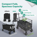 SUNNYFEEL Heavy Duty Collapsible Outdoor Utility Wagon Cart 500LB Capacity Adjustable Handlebar,Foldable Beach Wheels Stable Durable Oxford Fabric for Shopping Garden Camping (Black, Tall Version) by GreenHaven Gardens