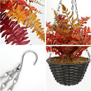 Hollyone Fall Hanging Baskets Small Artificial Fern Orange 21 Leaves Fall Hanging Decor Plant Boston Ferns Silk Plants with Black Rattan Baskets Outdoors Indoor Fake Fern Autumn Decorations for Home by GreenHaven Gardens