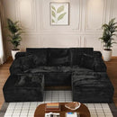 Modular Sectional Sofa Cloud Sectional Couch, 107" Comfy Fluffy U Shaped Black Couches for Living Room, Deep Seat Memory Foam Plush Corduroy Boneless Couch Sectionals with Right Facing Chaise Sofa by CozyNest Decor