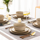 GBHOME Ceramic Dinnerware Sets for 8, 24 Pieces Stoneware Plates and Bowls Sets, Scratch Resistant Dishes, Dishwasher & Microwave Safe, Reactive Glaze-Cappuccino by CozyNest Decor