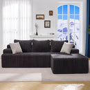 Hobestluk 96” Modular Sectional Sofa Couches L-Shape Couch 3 Seat Modular Sofa Memory Foam Sectional Couches for Living Room, Cloud Couch with Oversized Chaise (Grey, Stripe (Right Facing Chaise)) by CozyNest Decor