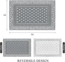 Pauwer Waterproof Outdoor Rug 6x9, Reversible Plastic Straw Patio Camping Rug, Indoor Outdoor RV Mat Carpet for Deck, Camper, Porch, Balcony, Backyard, Picnic, Bordered Grey by GreenHaven Gardens