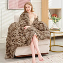 Ultra Soft Luxury Faux Fur Twin Blanket for Counch,Fuzzy Fluffy Plush Warm Cozy Elegant Wrinkled Blanket for Sofa Bedroom Living Room,（60"x80",Tie-dye Coffee） by CozyNest Decor